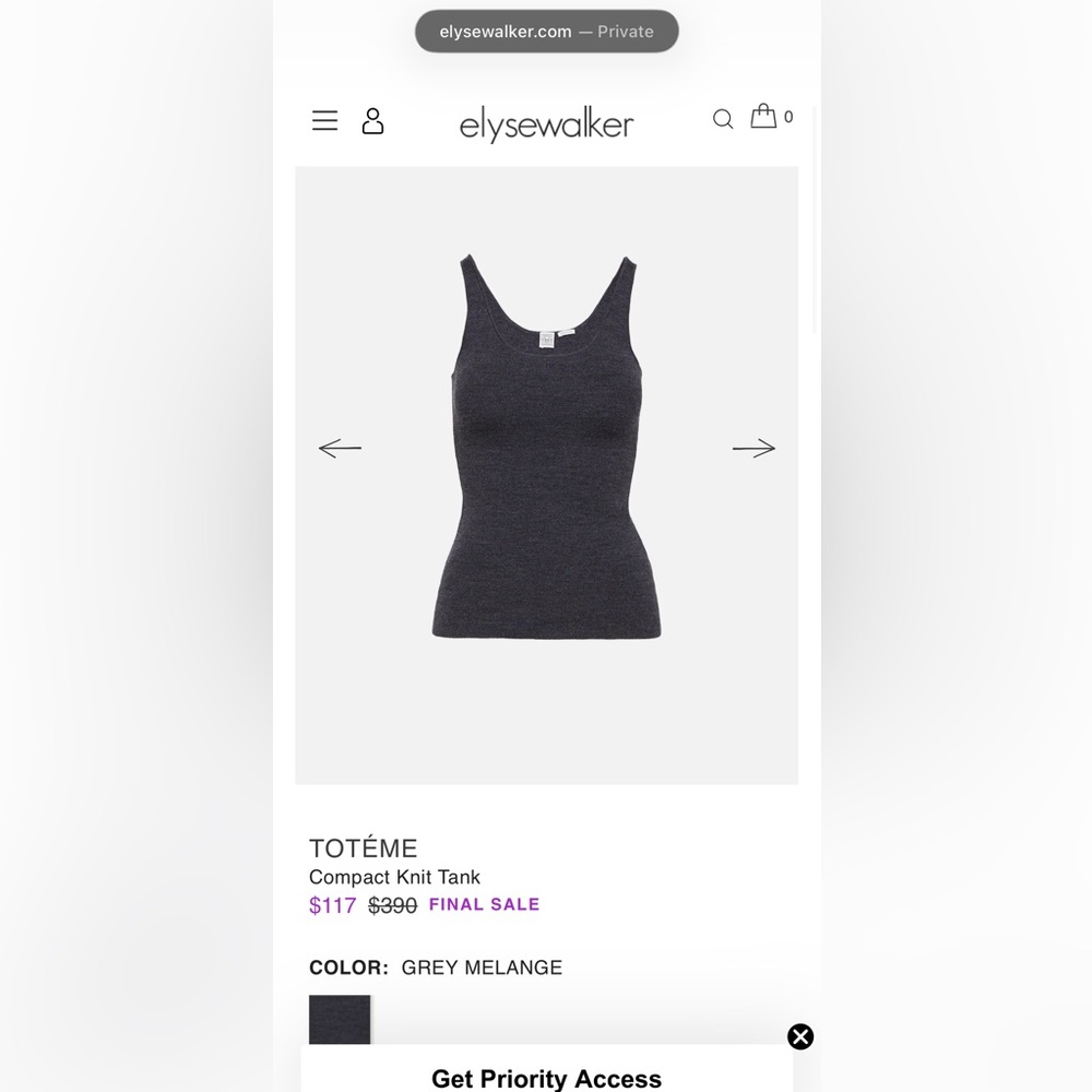 TOTÉME Compact Knit Tank - Grey Melange